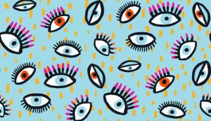 Door Aniek Bartels geïllustreerd ogen patroon voor Kitsch Kitchen